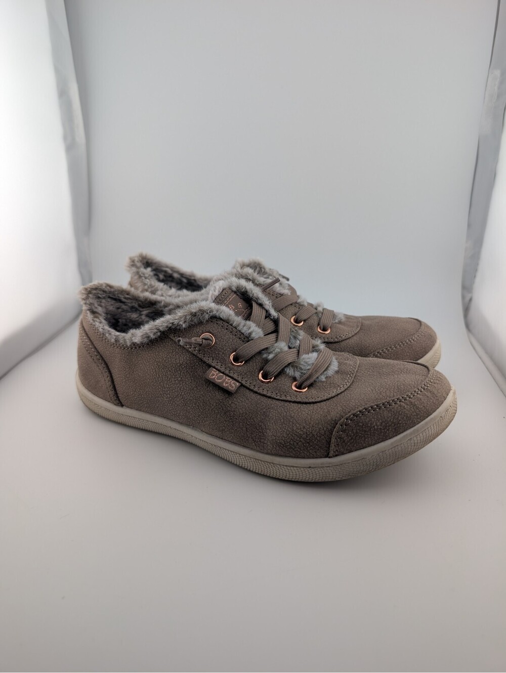Skechers Bob's Women's Size 6 Slip On Faux Leather Fur Sneakers Chestnut Brown